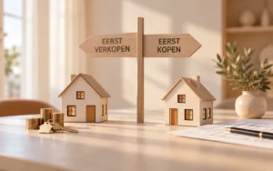 Wegwijzer eerst verkopen of eerst kopen tussen twee huisjes